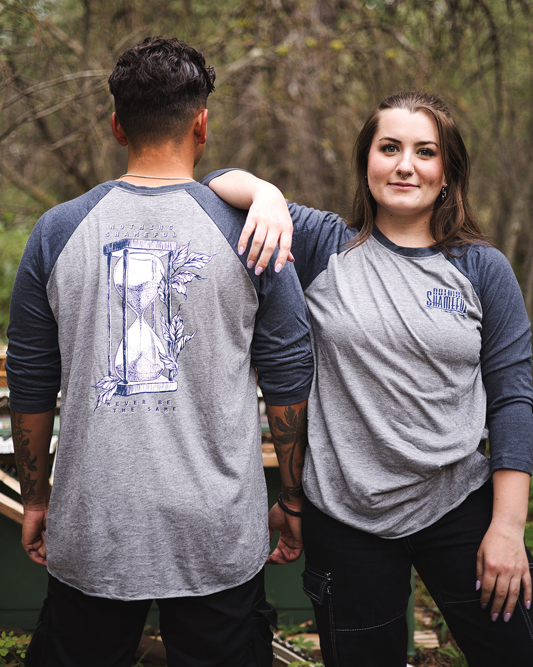 Hourglass Baseball T-Shirt - Heather Gray/Navy